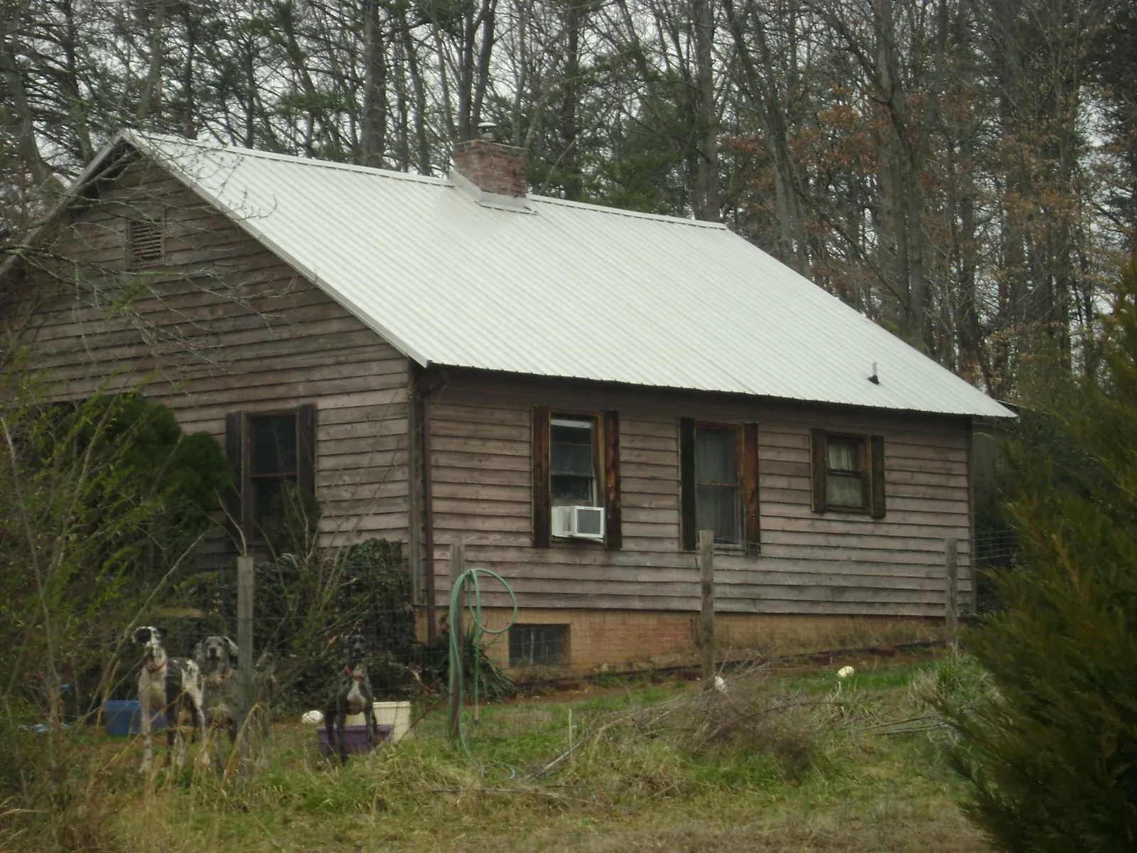 White metal roof on an old wood sided farmhouse, from a Metal Roof Installation job in Viborg